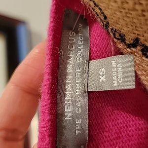 Neiman Marcus Cashmere Collection Hot Pink Short-sleeve Sweater